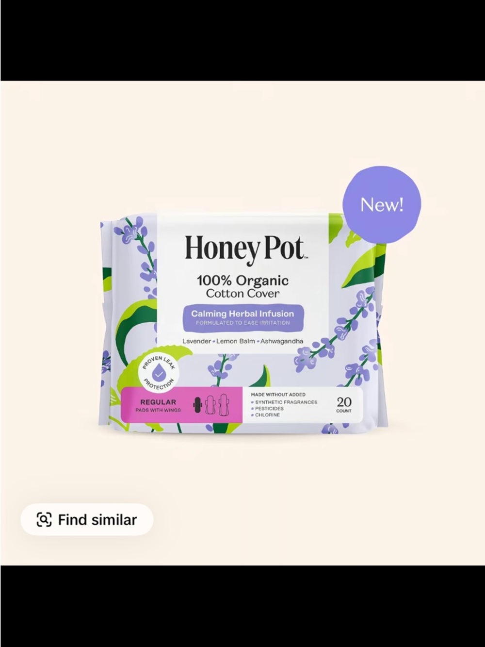 The Honey Pot Company 100% Organic Cotton Cover Herbal Infusion Regular Pads